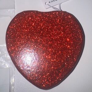 Coach Red Glitter Heart Mirror-NWT-Beautiful-Smooth Finish!